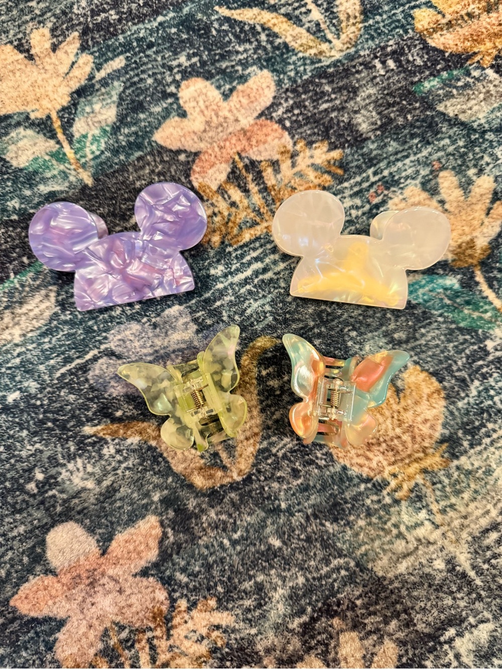 Pearlescent Mickey & Butterfly Hair Clips - Pastel Mix
